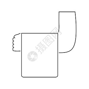 有毛巾图标的侍应手细线设计矢量插图图片