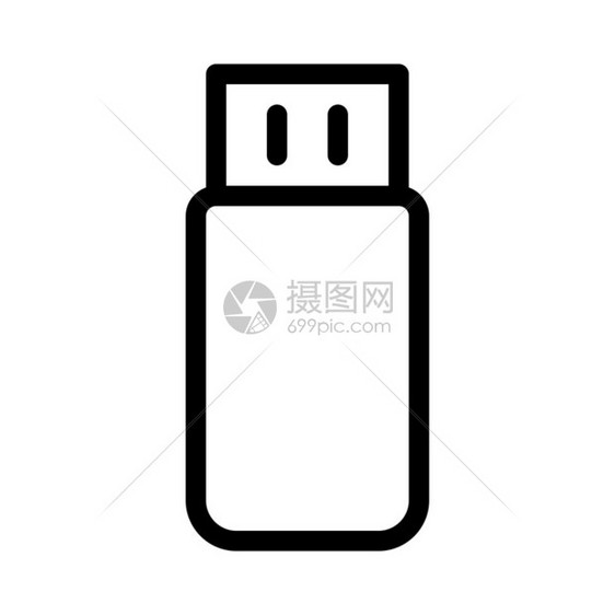 白色背景黑色线条汽车USB设备说明图图片