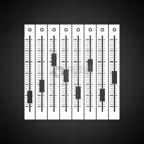 音乐平衡器图标黑色背景白矢量插图图片