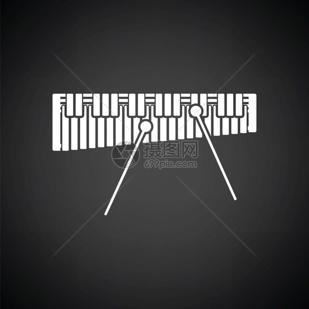 Xylophone图标黑色背景白矢量插图图片