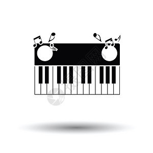 钢琴键盘图标白色背景和影子设计矢量插图图片