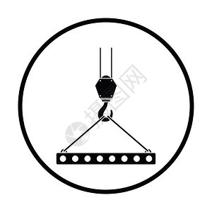 吊钩上挂在的板形图标用绳索吊钩挂在上短圆形设计矢量图解图片
