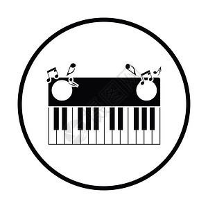 钢琴键盘图标细圆设计矢量插图图片