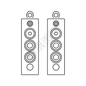 音频系统扬声器图标薄线设计矢量插图图片