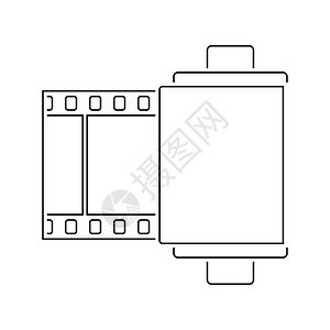 相片盒状线图标薄设计矢量图解图片