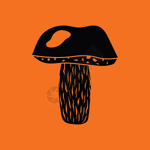 蘑菇图标黑色橙背景矢量插图图片