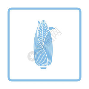 玉米图标蓝色框架设计矢量插图图片