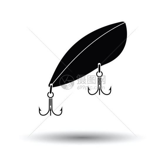 鱼勺图标白色背景和影子设计矢量图示图片