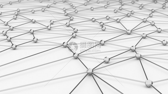 数字据和网络连接三角线和白背景技术概念领域3D抽象图解图片
