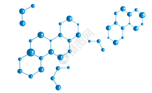 白底蓝分子或原科学化和医概念的抽象结构3d插图图片
