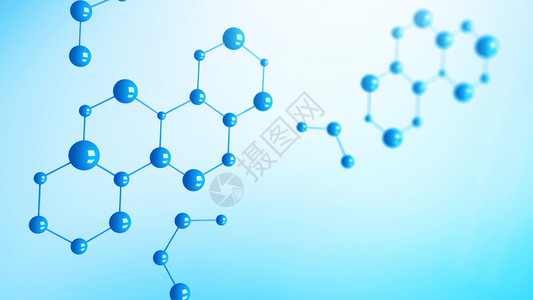 蓝分子或底原科学化和医概念的抽象结构3d插图图片