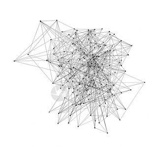 白色背景技术概念中的黑色数字据和网络连接三角线3D抽象插图图片