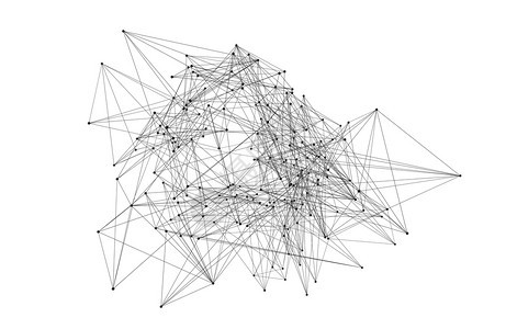 白色背景技术概念中的黑色数字据和网络连接三角线3D抽象插图图片