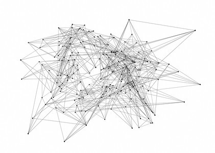 白色背景技术概念中的黑色数字据和网络连接三角线3D抽象插图图片