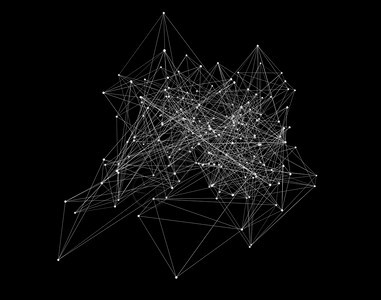 黑色背景技术概念中的白色数字据和网络连接三角线3d抽象插图图片