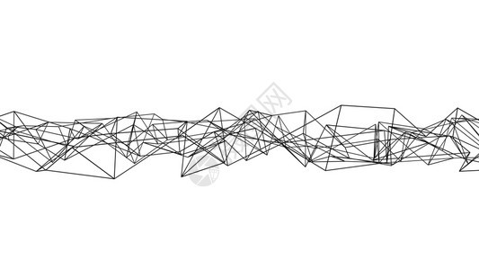 白色背景技术概念中的黑色数字据和网络连接三角线3D抽象插图图片