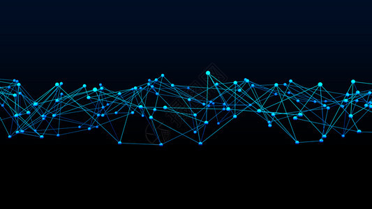 蓝色数字据和网络连接蓝色数字据和网络连接三角线和黑背景技术概念领域3D抽象图解图片