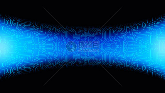 曲线蓝色电路板图案纹理数字计算机技术概念的高科背景3D抽象图解图片
