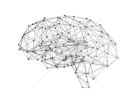 白背景人类大脑的数字据和网络连接以人工技术智能概念3摘要插图的形式出现图片