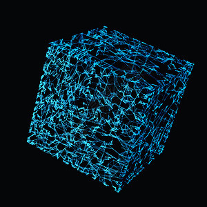 蓝色数字据和网络连接框以黑色背景隔离用于技术概念的黑背景3个抽象插图图片