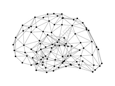 以计算机数字技术概念形式在白色背景上孤立的人类大脑图标3d抽象解图片