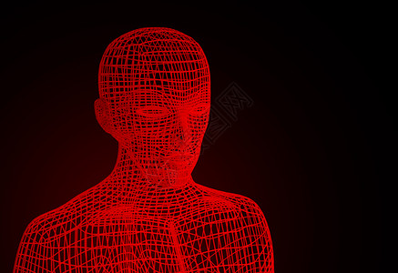 万圣节和日上的红色邪恶连接黑背景线的框架模型未来技术概念中的人工智能3d插图图片