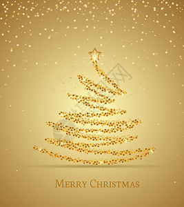 矢量插图抽象的金色圣诞树灯光装饰圣诞树作为象征金色圣诞树图片