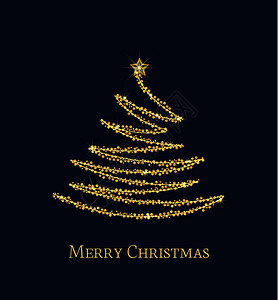 矢量图抽象金色圣诞树蓝背景的金圣诞树灯光装饰圣诞树作为象征黄金圣诞树图片