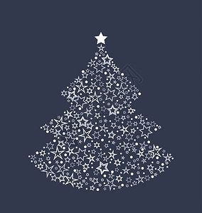 圣诞节背景的矢量插图由星制成的圣诞树贺卡快乐树装饰图片