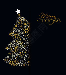 圣诞节背景的矢量插图由星制成的圣诞树贺卡快乐树装饰图片