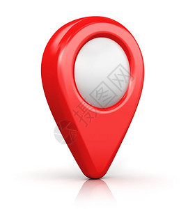 创意抽象的全球定位系统卫星导航旅行游和定位路线规划业务构想红色目的地指针标志图孤立在白背景上产生反射效果图片