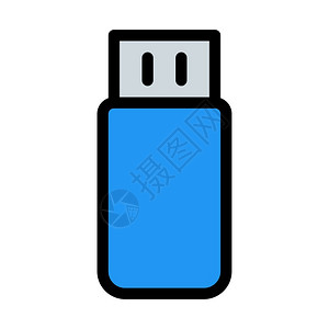 白色背景蓝色汽车USB外部设备矢量图图片