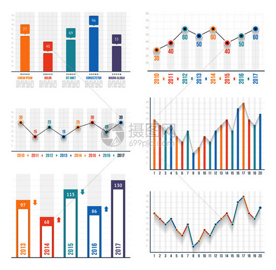 条形图和线模板商业信息图矢量eps10插图图片