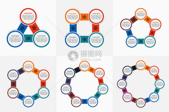 圆形信息模板包含34567和8个元素步骤或选项工作流程或图数据振动矢量eps10插图图片