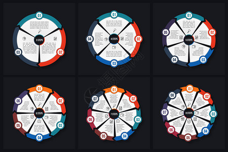 圆形信息模板包含34567和8个元素步骤或选项工作流程或图数据振动矢量eps10插图图片