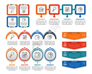四步信息图表模板可用作流程选项工作流程矢量eps10插图图片