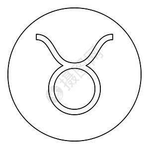 圆轮形大纲矢量说明中的金牛符号图标黑色颜图片