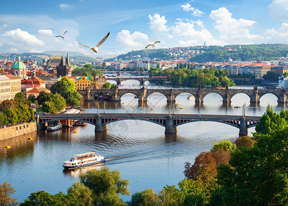 布拉格夏季日架桥图片