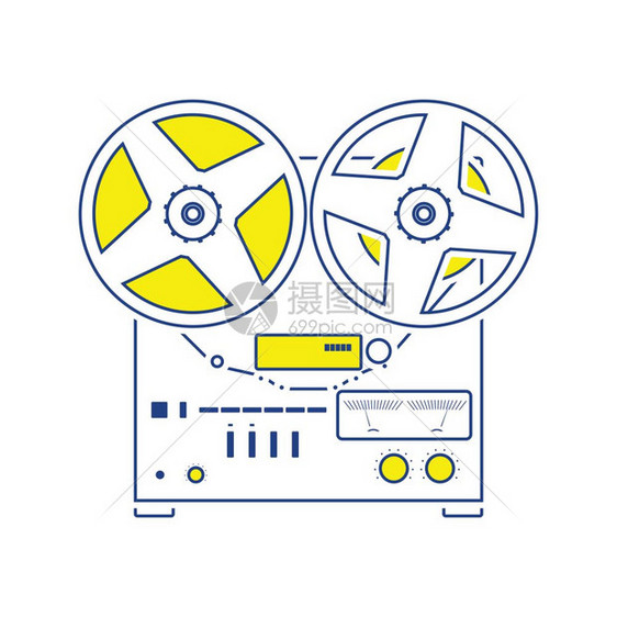 Reel磁带记录器图标薄线设计矢量插图图片