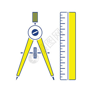 尺子矢量素材Compaasses和缩放iinu颜色的平面设计图标细线设计矢量插图背景