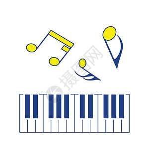 钢琴键盘图标薄线设计矢量插图图片