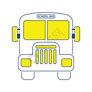 校车图标细线设计矢量插图图片