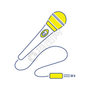 卡拉OK麦克风图标薄线设计矢量插图图片