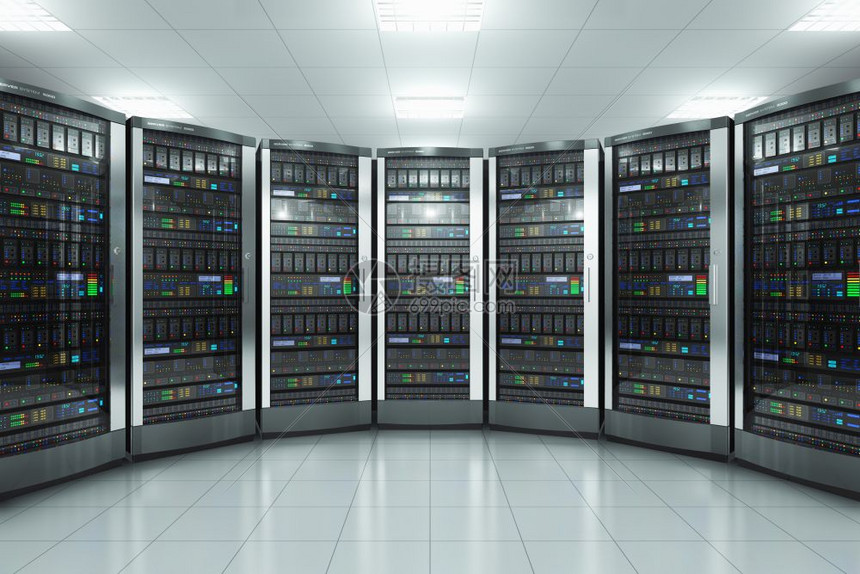 现代网络和电信技术计算机概念3D在数据中心显示服务器室高清图片下载正版图片304542693摄图网