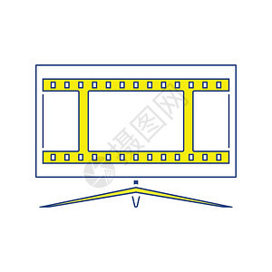 电影视屏幕图标薄线设计矢量插图背景图片