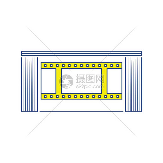 电影院礼堂图标薄线设计矢量插图图片