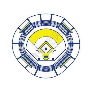 棒球场图标细线设计矢量插图图片