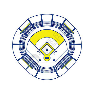 棒球场图标细线设计矢量插图图片