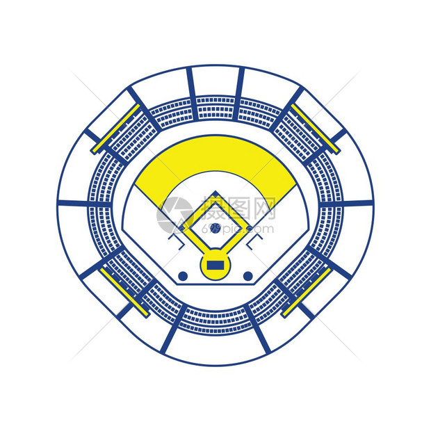 棒球场图标细线设计矢量插图