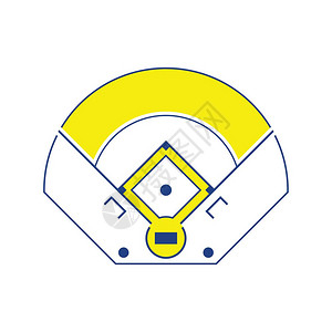 棒球场空中观察图标细线设计矢量图解图片